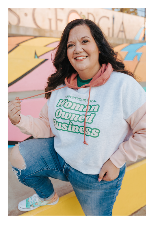 Support your Local Woman Owned Business Color Blocked Hoodie